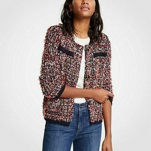 ANN TAYLOR Textured Tweed Blazer 3/4 Sleeves